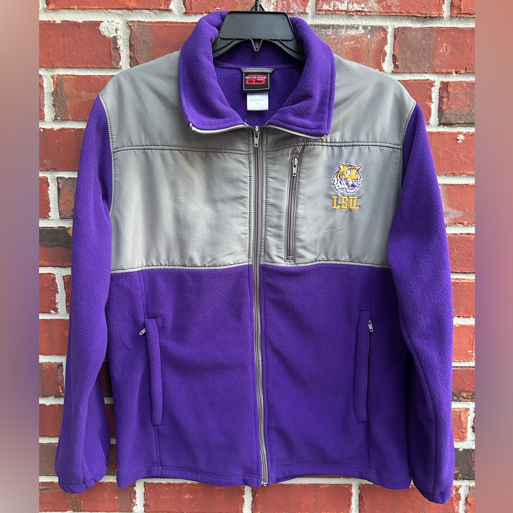 Genuine Stuff LSU Tigers Mens Purple & Gray Full-Zip Medium Fleece Jacket